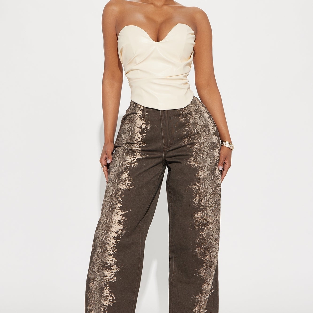 Fashion Nova Snake Print Brown Pants